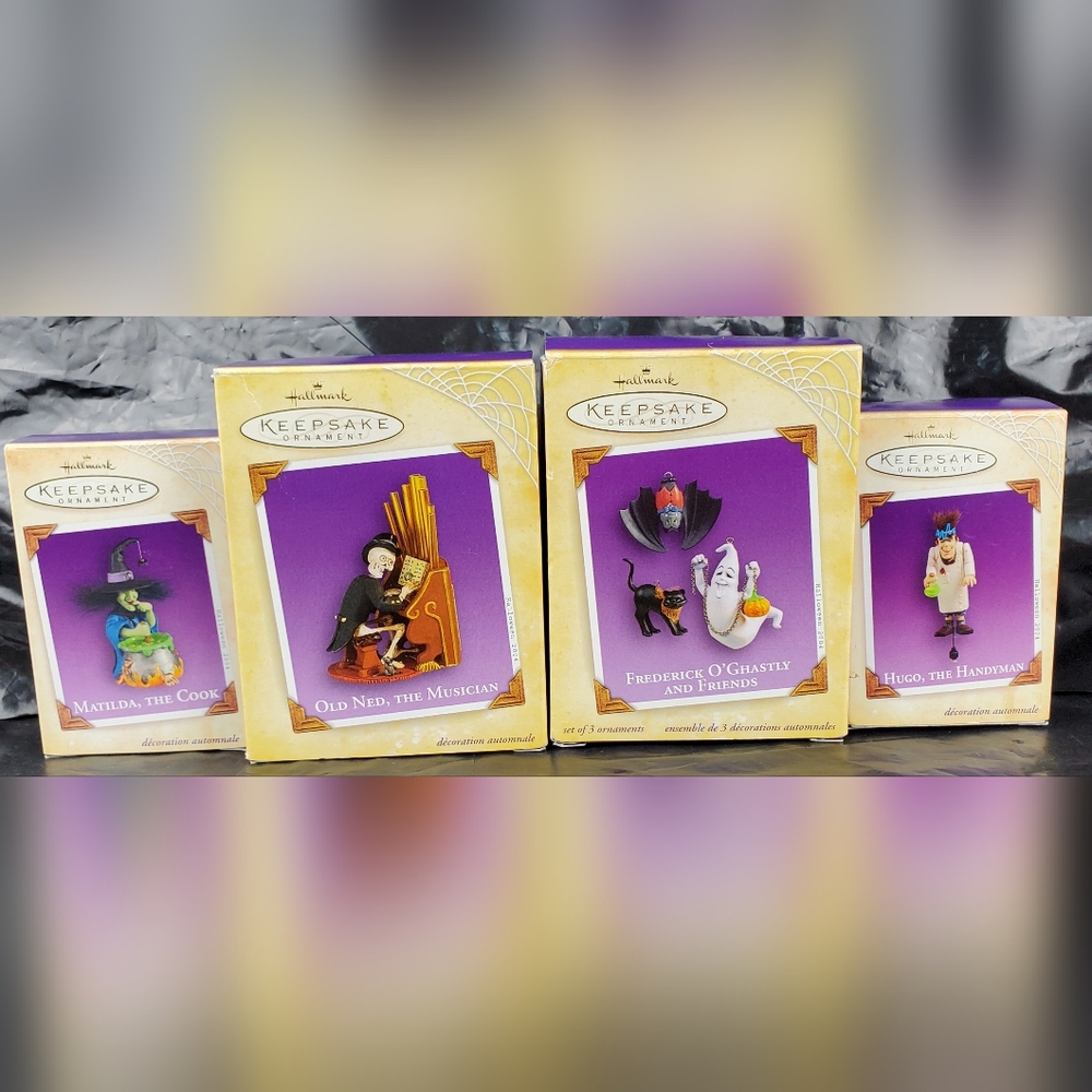 Hallmark Keepsake 2004 Halloween Ornaments w/ Boxes Ravenwood Ln Lot of 4 - EUC